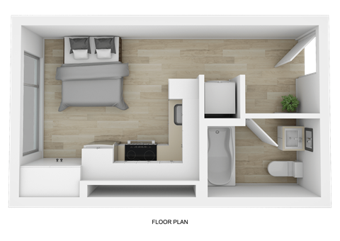 Floor plan for studio, 1 bath, 297 sqft